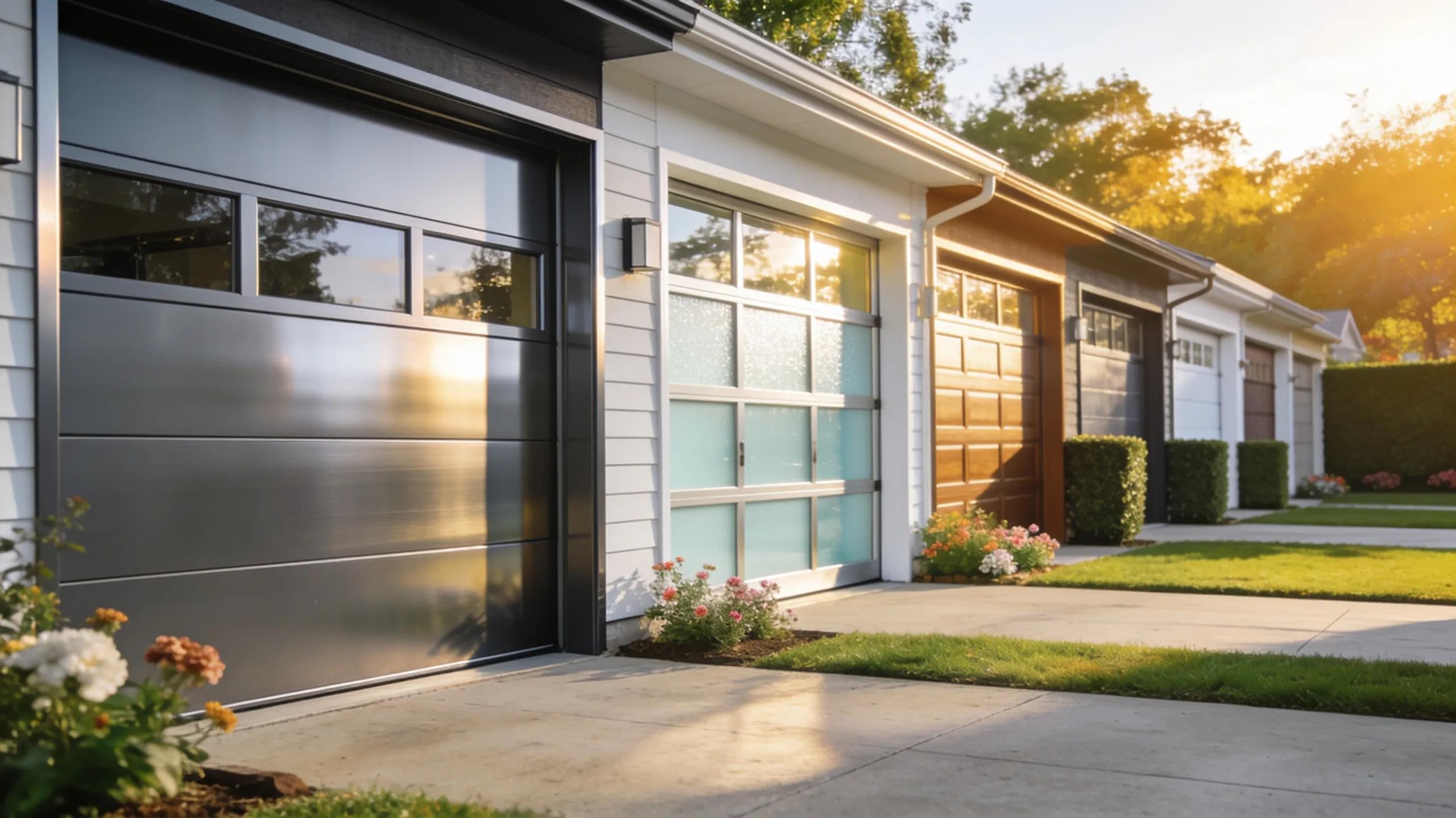 Variety of modern garage doors enhancing home security and energy efficiency